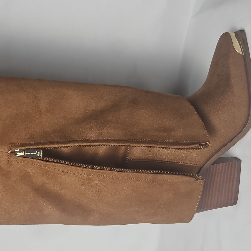 Jessica Simpson Astoli 5M Western Cuff Knee High Boot Tobacco Brown Suede OBX - Picture 4 of 10